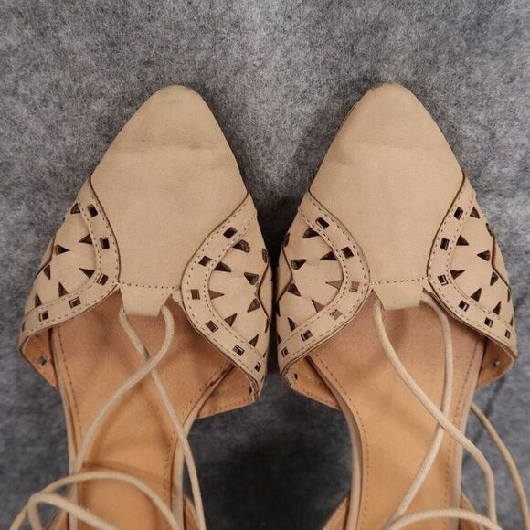 MIA Shoes Womens 7.5 Flats Norine Ankle Tie D'Orsay Cutout Fashion Almond Toe - Picture 7 of 15